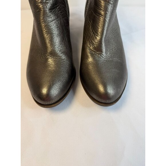 Lucky Brand Basel Ankle Booties Womens Size 8.5W Metallic Pewter Block Heel - Picture 3 of 12